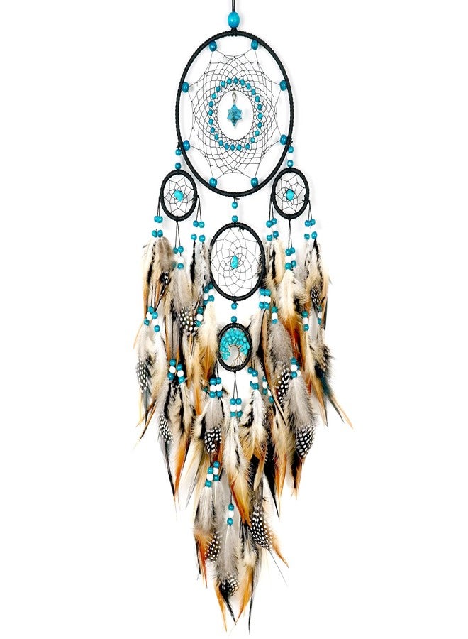 OIOVOIO Dream Catchers for Adults Large Dream Catchers Black Dream Catcher Turquoise Wall Decor for Bedroom Adult Brown Boho Dream Catcher Wall Decor Tree of Life Suncatcher Hanging - Image 1